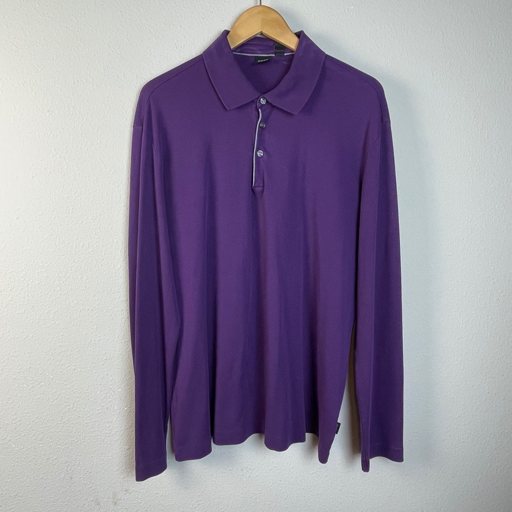 Hugo‎ Boss Mens Purple Long Sleeve Polo Shirt Size XXL